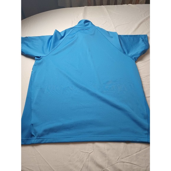 Under Armour Men Heat Gear Polo Shirt, Size XL Light Blue Striped - Picture 3 of 3